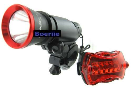 Bargain Bin 5 Watt 270Lm Flashlight Torch + Flashlight Bicycle Holder +5-LEDs Rear FlashLight Set