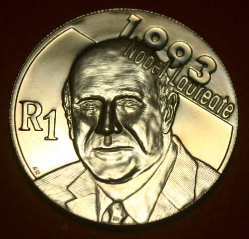 2007 Silver R1 - RSA UNC Protea Series-Nobel Laureate ~ F.W. de KLERK