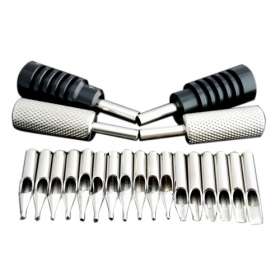 4x Tattoo Machine Grips 17x Stainless Steel Tips Set