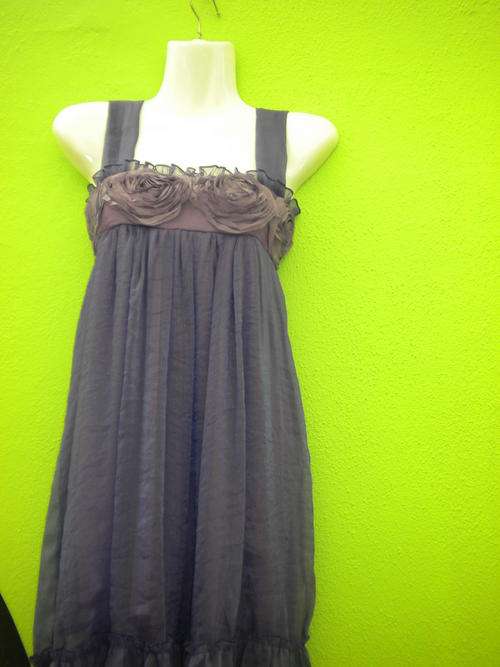 BEAUTIFUL ROSE DETAILED SHAFFON DRESS/TOP*PURPLE
