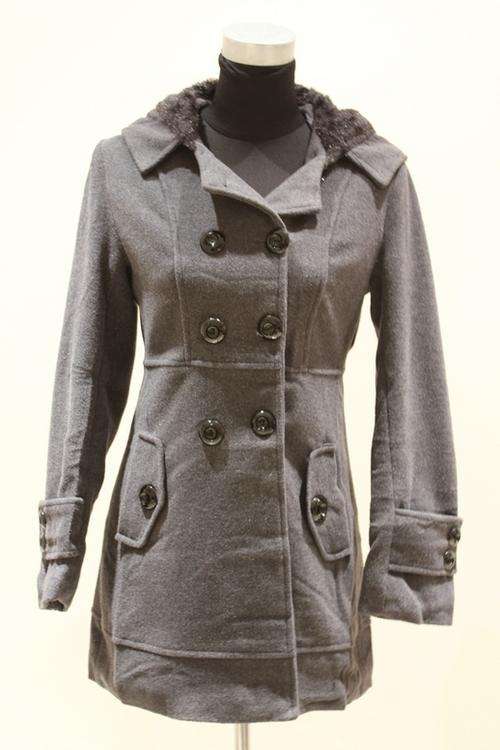 NEW LADIES WINTER DARK GREY COAT WITH HOOD*