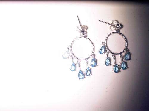 White Gold Diamond & Aqua Earings