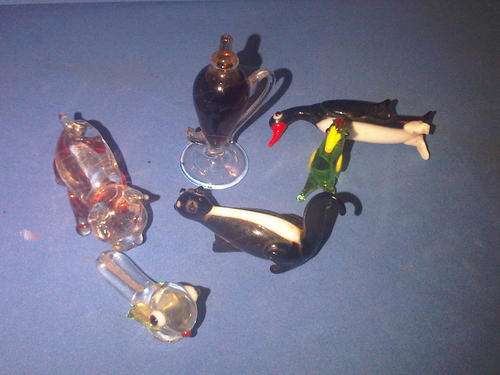 7 x Glass Murano/ Coloured Glass Figurines (Have Chips)