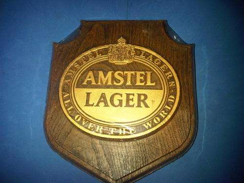 Quite Old Amstel Lager Beer Shield Sign Still In Plastic