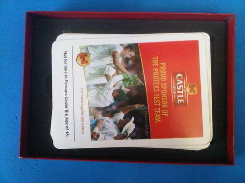 CASTLE LAGER Red Metal Tin Of Cards (Cricket style)