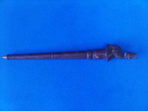 Wooden Carved Pen With Carved Kudu On Top