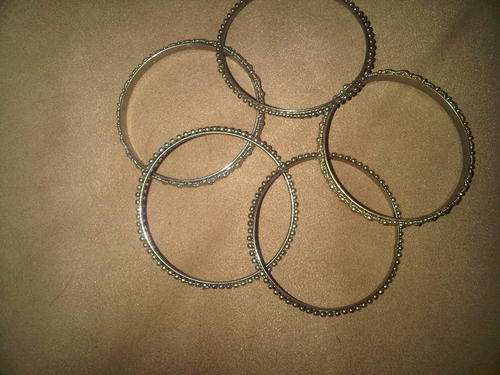Vintage Indian Style White Metal Bangles x 5