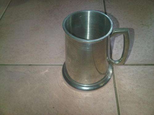 Pewter Beer Mug With Glass Bottom