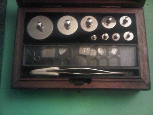 Antique Scale Weight Set In Original Wooden Box