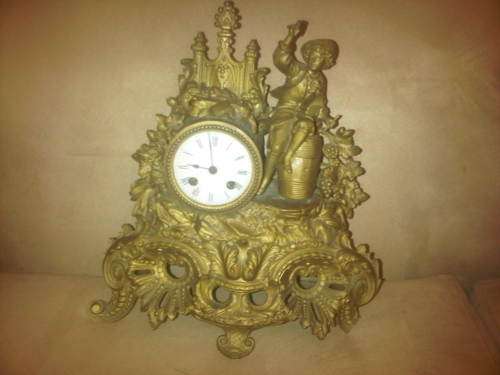 Very Old Gold Tone Metal Ornate Mantle Clock