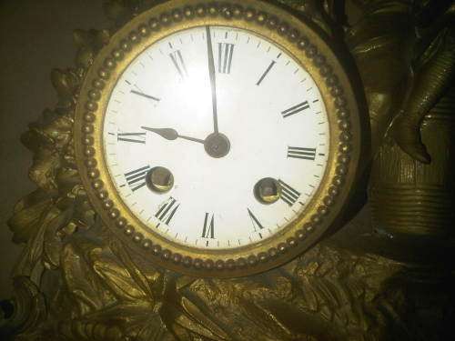 Very Old Gold Tone Metal Ornate Mantle Clock