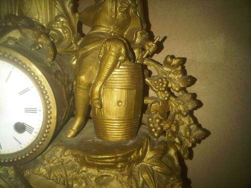 Very Old Gold Tone Metal Ornate Mantle Clock