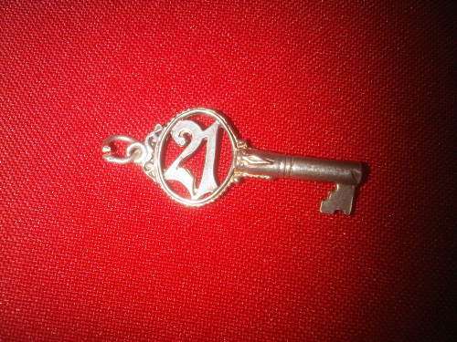 Vintage Sterling Silver 21st Key Pendant
