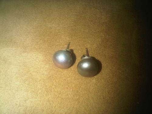 Vintage Silver Black Pearl Earings