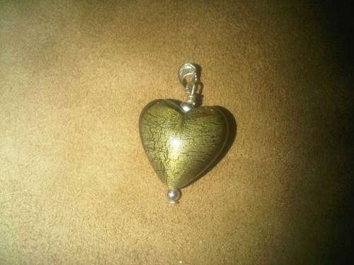 Vintage Sterling Silver Glass Heart Pendant