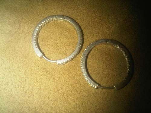 Vintage Sterling Silver Diamante Loop Earings