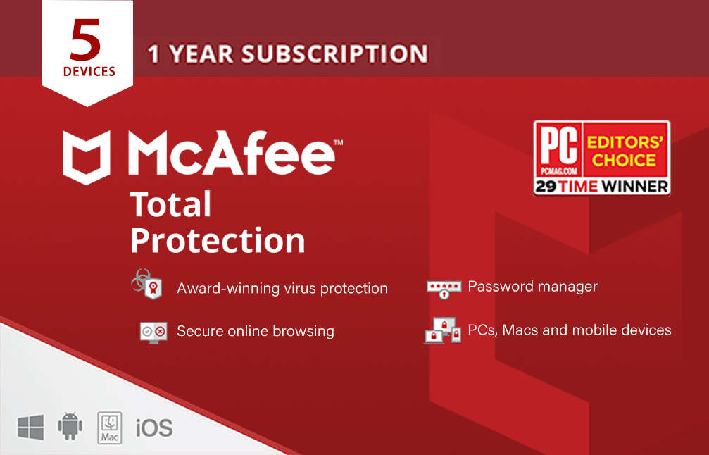 McAfee Total Protection 5 Devices 1 Year