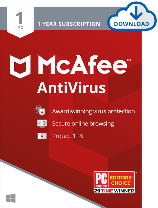 McAfee AntiVirus for 1 PC for 1 Year