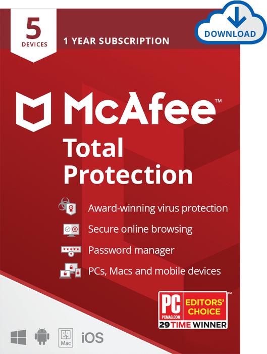 McAfee Total Protection 5 Devices 1 Year