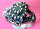 Sterling Silver, Marcasite  and Emeralds Ring