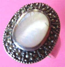 Sterling Silver, Marcasite  and Genuine M O P Ring