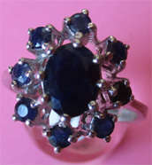 Sterling Silver  and Genuine Blue Sapphires Ring