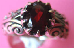 Sterling Silver  and Genuine Garnet Ring