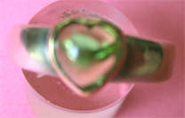 925 Sterling Silver and Genuine Heart cut Peridot Ring.