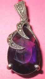 925 Sterling Silver, Marcasite and Amethyst   Pendant.