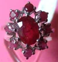 925 Sterling Silver and Genuine  Rubies  Ring