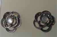 925 Sterling Silver Marcasite and Moonstones Earrings.