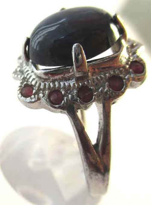 Sterling Silver, Rubies and Sapphire Ring