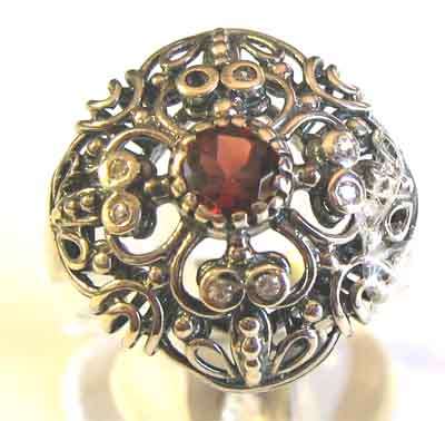 925 Sterling Silver and Genuine  Garnet Dress Ring