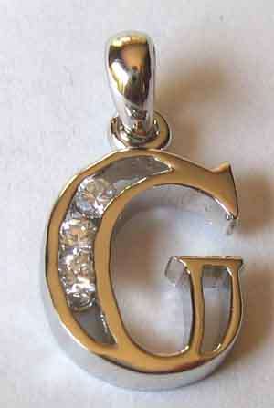 Beautiful Sterling Silver and Cubic Zirconia  ''  G "-Pendant