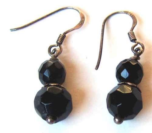 Solid Sterling Silver & Genuine Black Onyx  Earrings