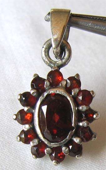 Sterling Silver and Genuine Garnets Pendant