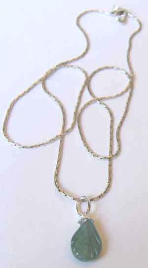 925 Sterling Silver Chain and Green Tourmaline Pendant on