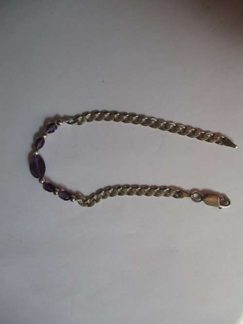 925 Sterling Silver and Amethysts Bracelet
