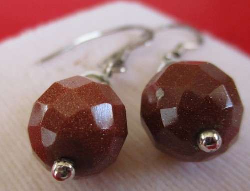 Sterling Silver and  Gold Sand Stones Earrings