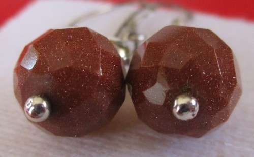 Sterling Silver and  Gold Sand Stones Earrings