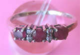 Sterling Silver CZ and Rubies Ring