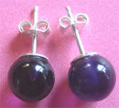 925 Sterling Silver  and  Genuine Amethysts Earrings