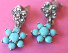 Sterling Silver 925 Turquoise and marcasite earrings