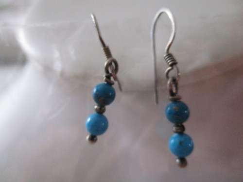 Solid Sterling Silver and Genuine Turquoise Earrings