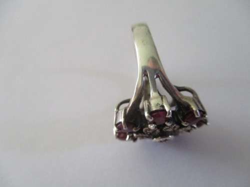 925  Sterling Silver , Marcasite and Rubies  Ring