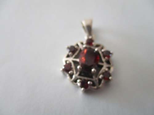 925 Sterling Silver and Genuine Garnet Pendant