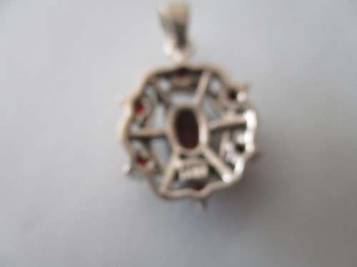 925 Sterling Silver and Genuine Garnet Pendant