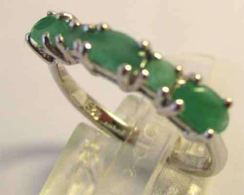 925 Sterling Silver  and  Emeralds  Ring