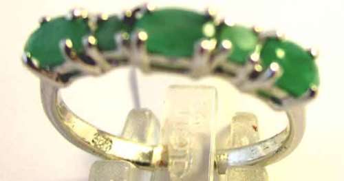 925 Sterling Silver  and  Emeralds  Ring