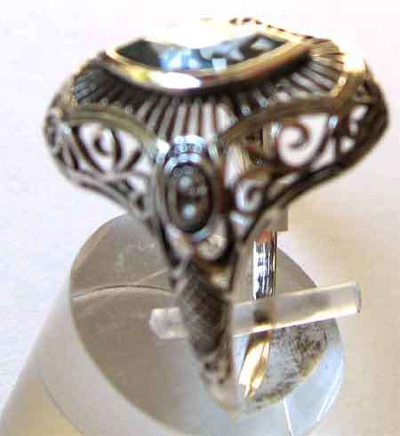 925 Sterling Silver  Seed Pearls and Blue Topaz  Ring